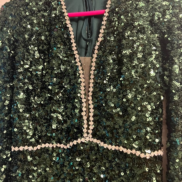 Soieblu Alexa Green sequin long sleeved midi dress size medium - Picture 6 of 6